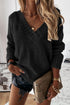 V Neck Drop Shoulder Knitted Sweater